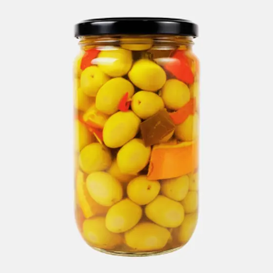 Olives vertes aux poivrons et carottes - Bocal 37 cl