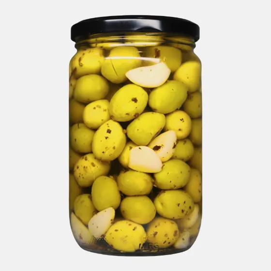 Olives vertes à l’ail (2) - Bocal 37 cl