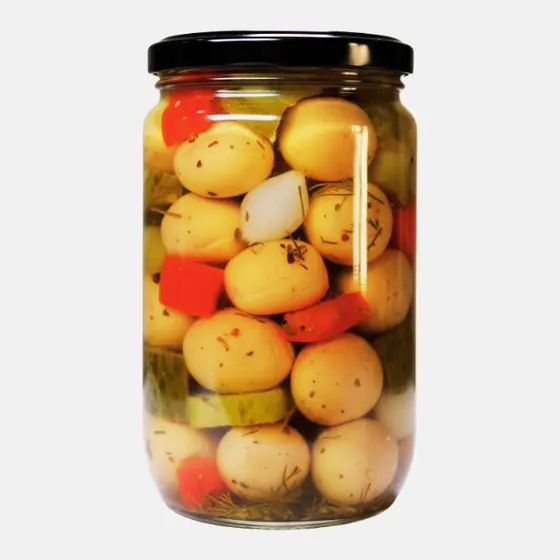Mélange d’olives aux herbes et poivrons - Bocal 37 cl