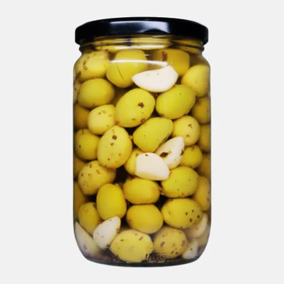 Olives vertes à l’ail et aux herbes - Bocal 37 cl