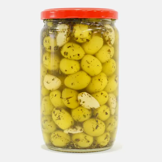 Olives vertes aux herbes et à l’ail - Bocal 72 cl