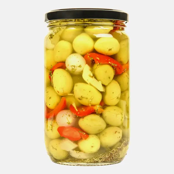 Olives vertes aux herbes et piments - Bocal 72 cl