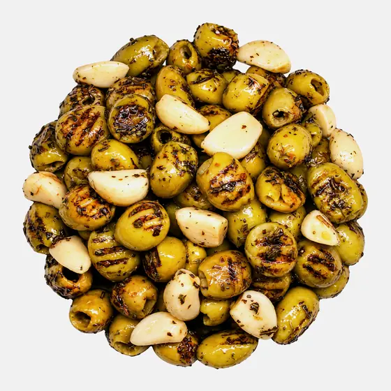 Olives grillées à l’ail et aux herbes