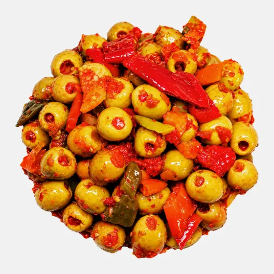 Olives vertes farcies au poivron piquantes