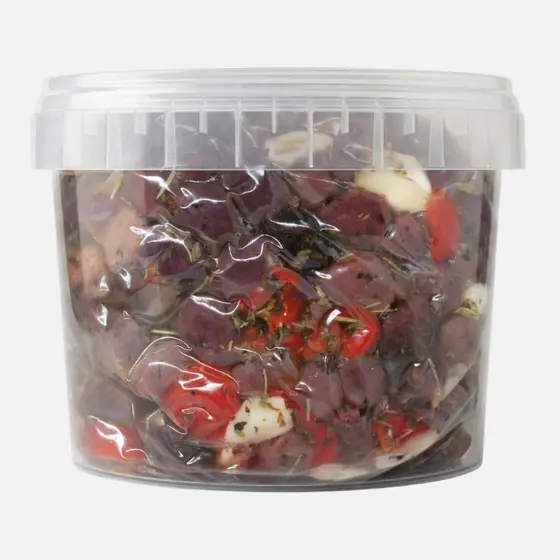 Olives noires concassées aux poivrons - Pot 550 g