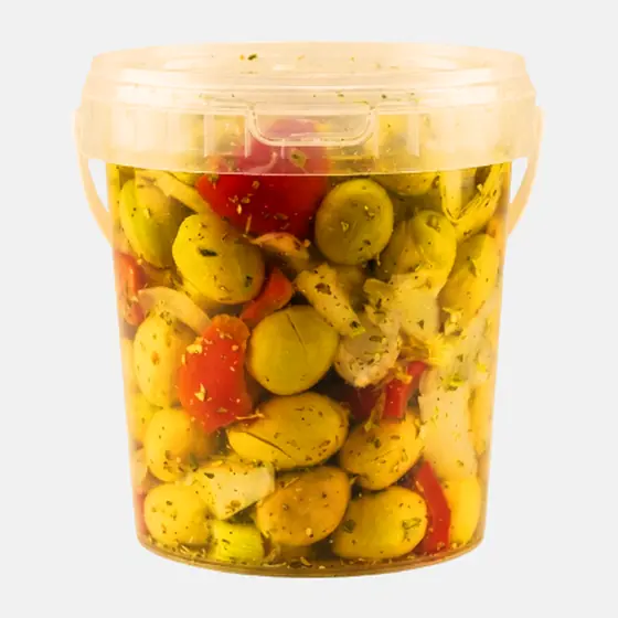 Mélange d’olives aux herbes et poivrons - Pot 900 g