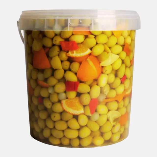 Olives vertes à l’orange et poivrons - Seau 10 L