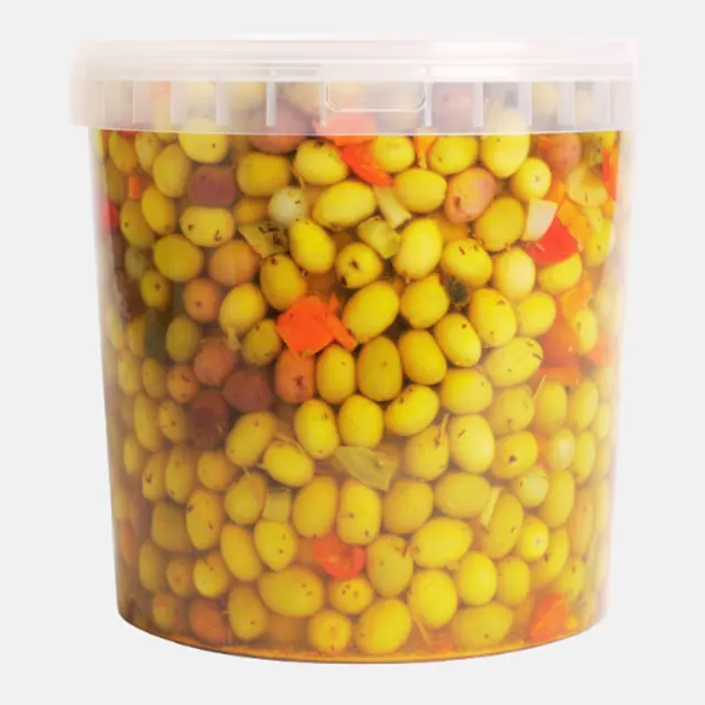Olives vertes aux poivrons et carottes - Seau 10 L
