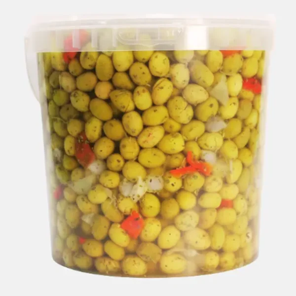 Seau plastique 10 L : Olives vertes à l’ail et aux herbes, Bled Conserves