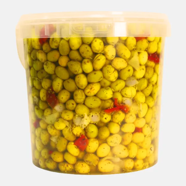 Olives vertes à l’ail et au piment - Seau 10 L