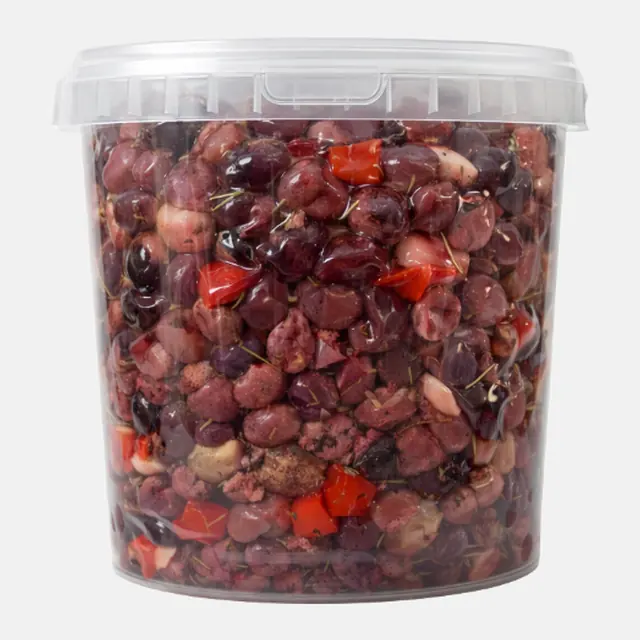 Olives noires concassées aux poivrons - Seau 10 L