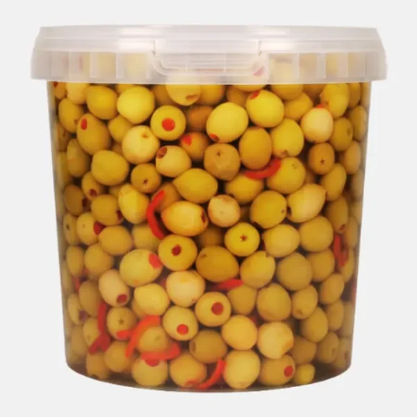 Seau plastique 10 L : Olives vertes aux poivrons rouges, Bled Conserves