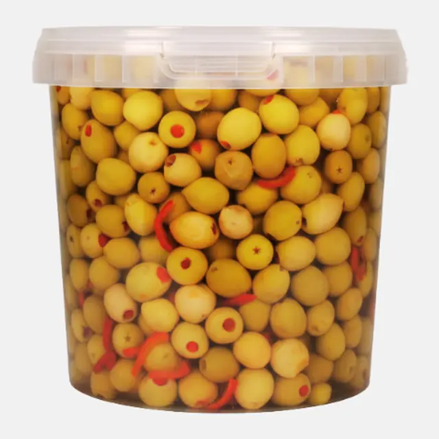 Olives vertes aux poivrons rouges - Seau 10 L