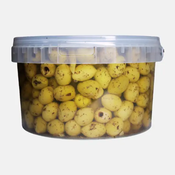 Olives vertes piquées aux herbes - Seau 2,35 kg
