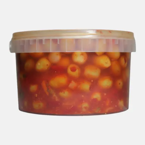 Olives vertes à la tomate épicée - Seau 2,35 kg