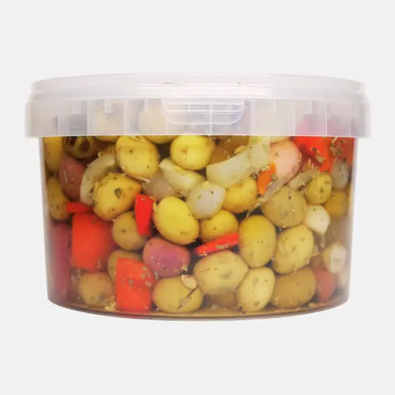 Mélange d’olives à l’ail et aux poivrons - Seau 2,35 kg