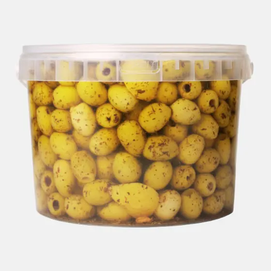 Olives vertes piquées aux herbes - Seau 2,5 kg