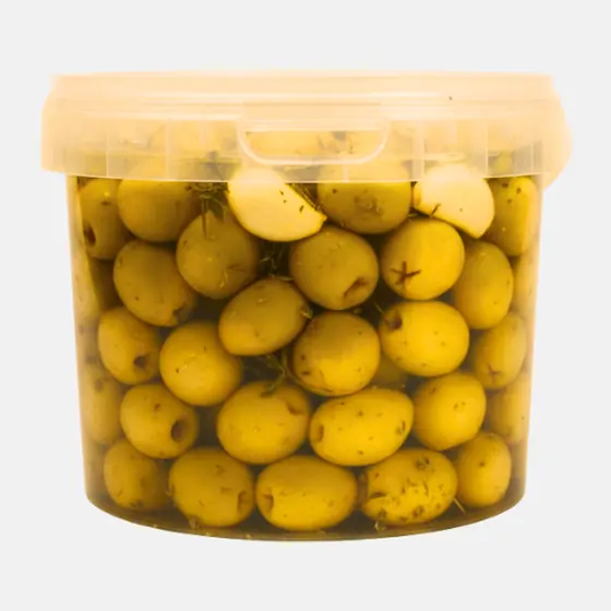 Olives vertes à l’ail et au citron - Seau 2,5 kg