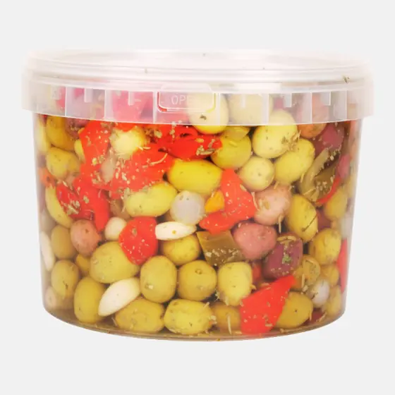Mélange d’olives aux poivrons rouges - Seau 2,5 kg