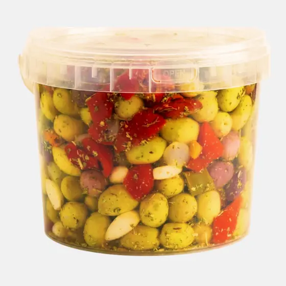 Mélange d’olives aux herbes et poivrons - Seau 2,5 kg
