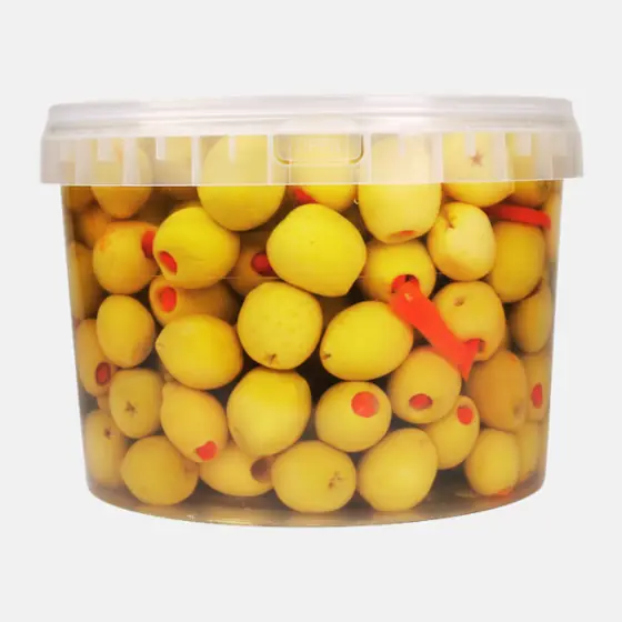 Olives vertes aux poivrons rouges - Seau 2,5 kg